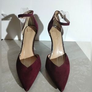 Jessica Simpson Burgundy JS Cirrus Ankle Strap Heels Sz Women's 11